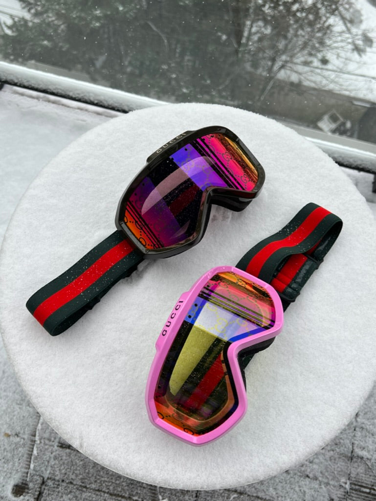Gucci GG1210S Green Pink Mirrored Ski Mask Goggles