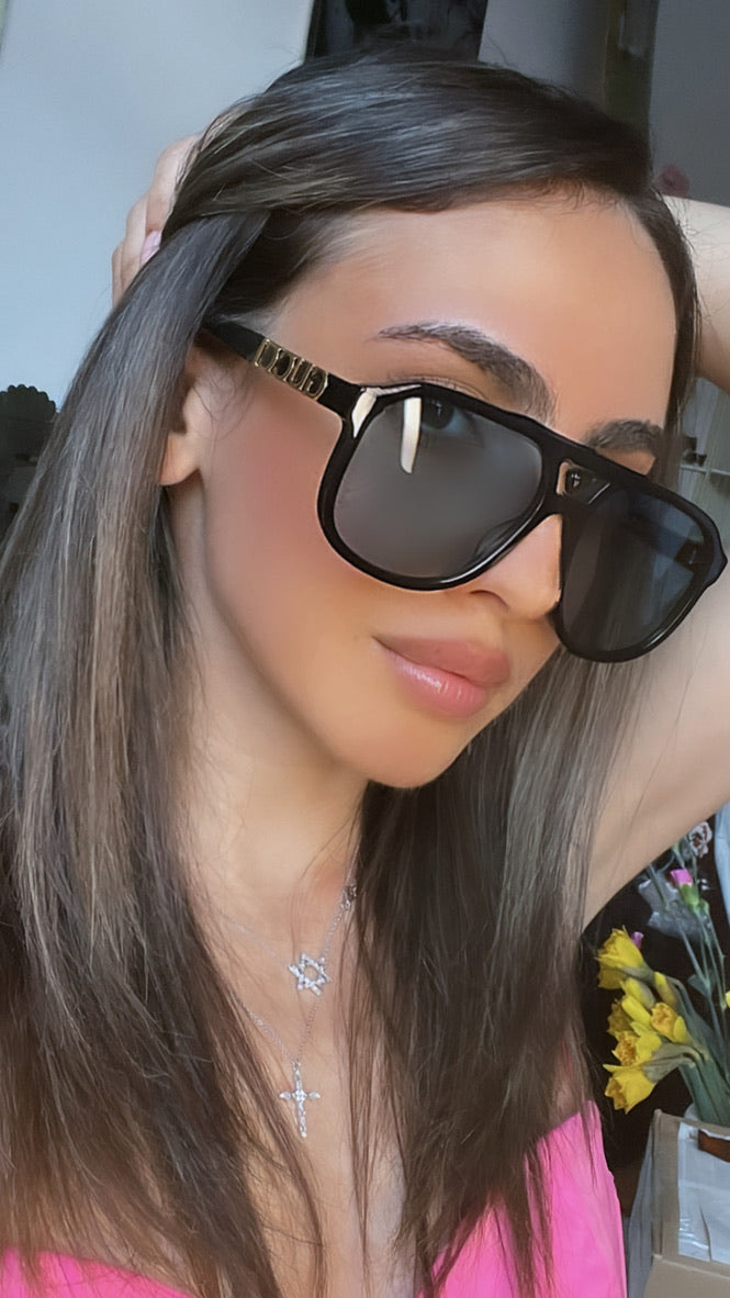 Gucci GG1188S Black Gold Aviator Sunglasses