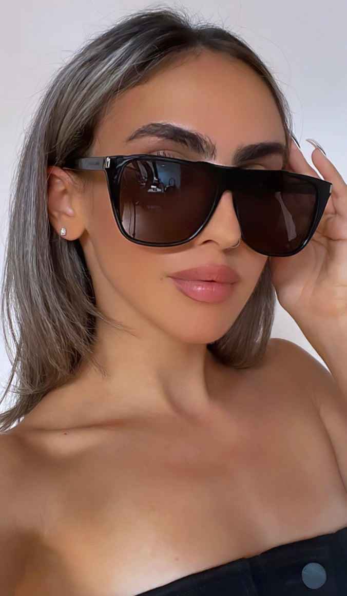 Saint Laurent SL1/F 001 Black Sunglasses