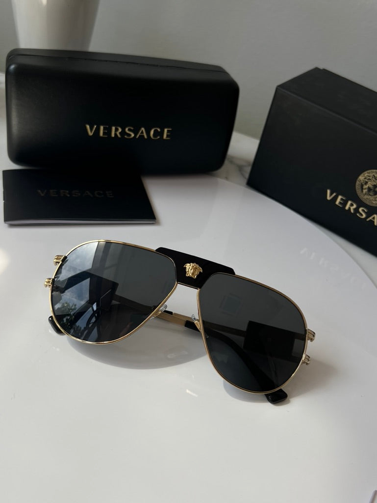 Versace VE2252 Medusa Aviator Sunglasses in Black