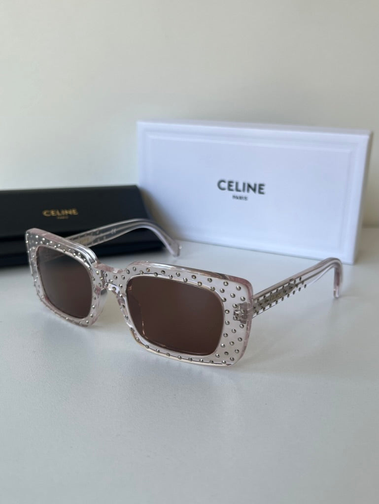 Celine CL4213IS Pink Clear Crystal Studded Sunglasses