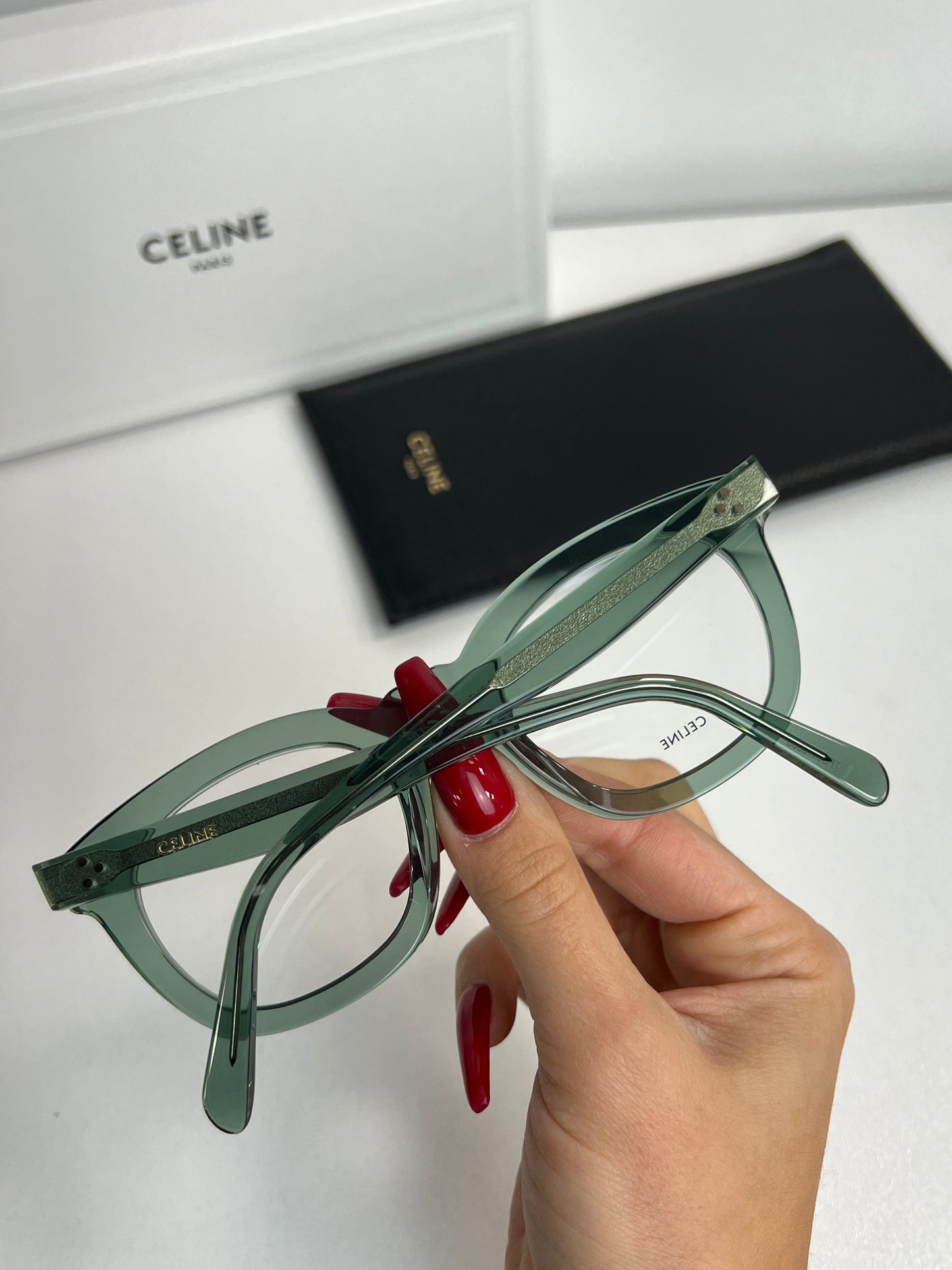 Celine CL5004IN Transparent Green Rounded Eyeglasses Frames