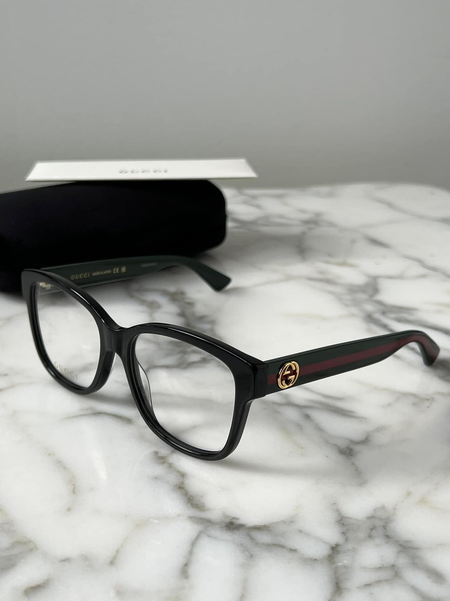 Gucci GG0038ON Black Striped Leg Eyeglasses Frames
