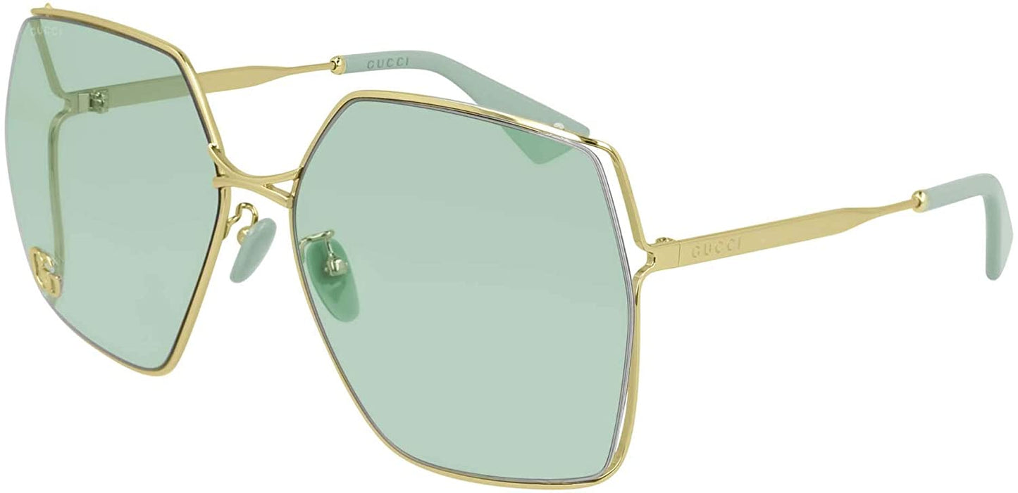 Gucci GG0817S Oversized Square Metal Sunglasses in Green Lens