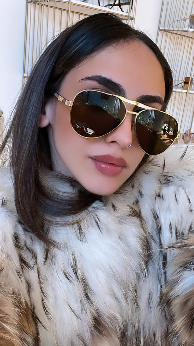 Gucci GG1163S Aviator Sunglasses in Gold Havana