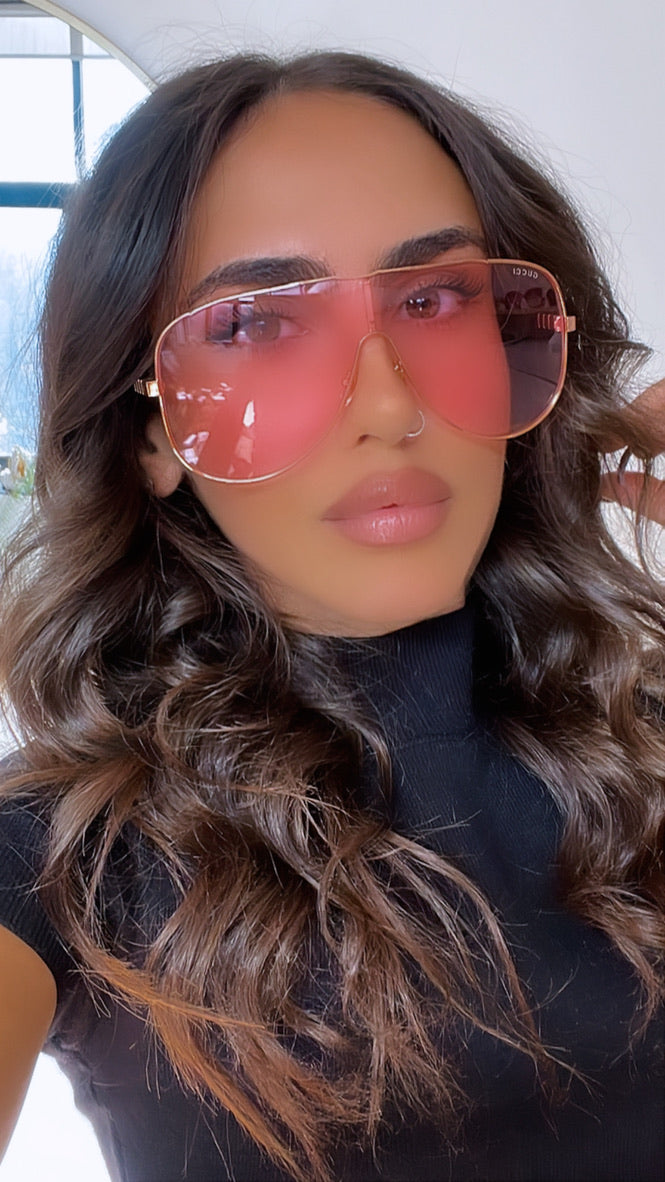 Gucci GG1436S Pink Lens Mask Sunglasses