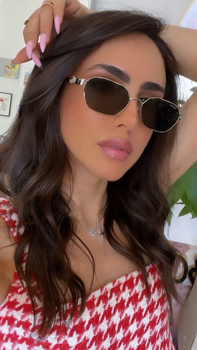 Gucci GG1593S Metal Oval Gold Sunglasses