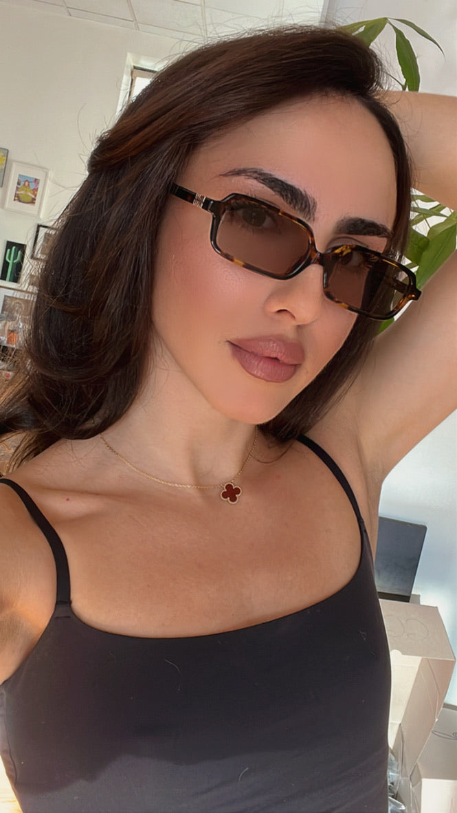 Miu Miu MU11ZS Havana Violet Rectangular Sunglasses