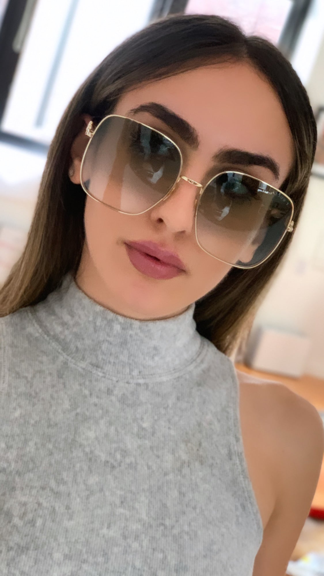 Gucci GG0879S Square Horsebit Sunglasses in Green Lens