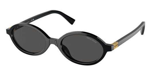 Miu Miu MU04ZSF Black Gold Oval Sunglasses