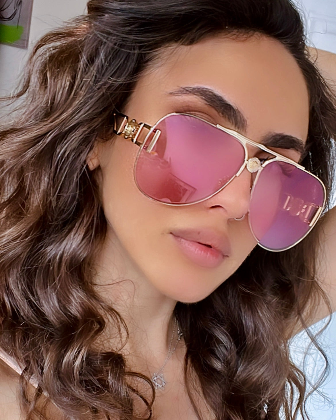 Versace VE2255 Medusa Ultra Oversized Aviator in Pink