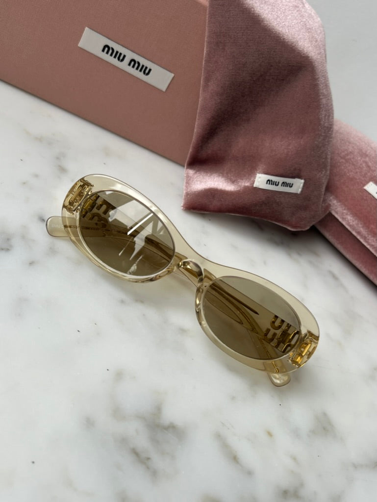 Miu Miu MU06ZS Sand Gold Oval Sunglasses