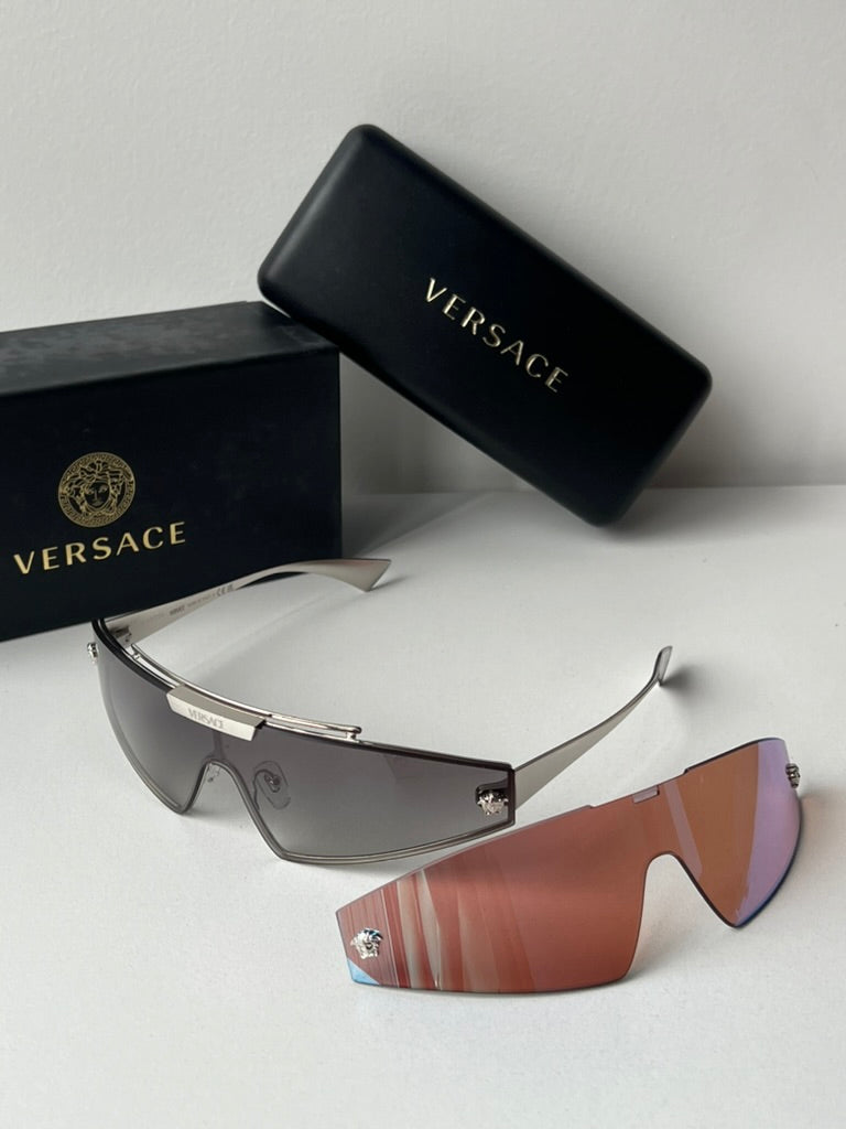 Versace VE2265 2 Lens Shield Sunglasses in Silver