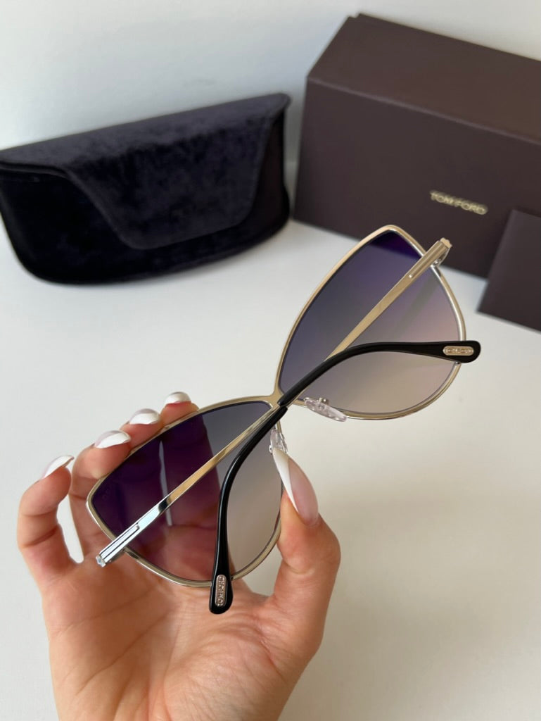 Tom Ford Elise FT0569 Metal Cat Eye Sunglasses in Silver