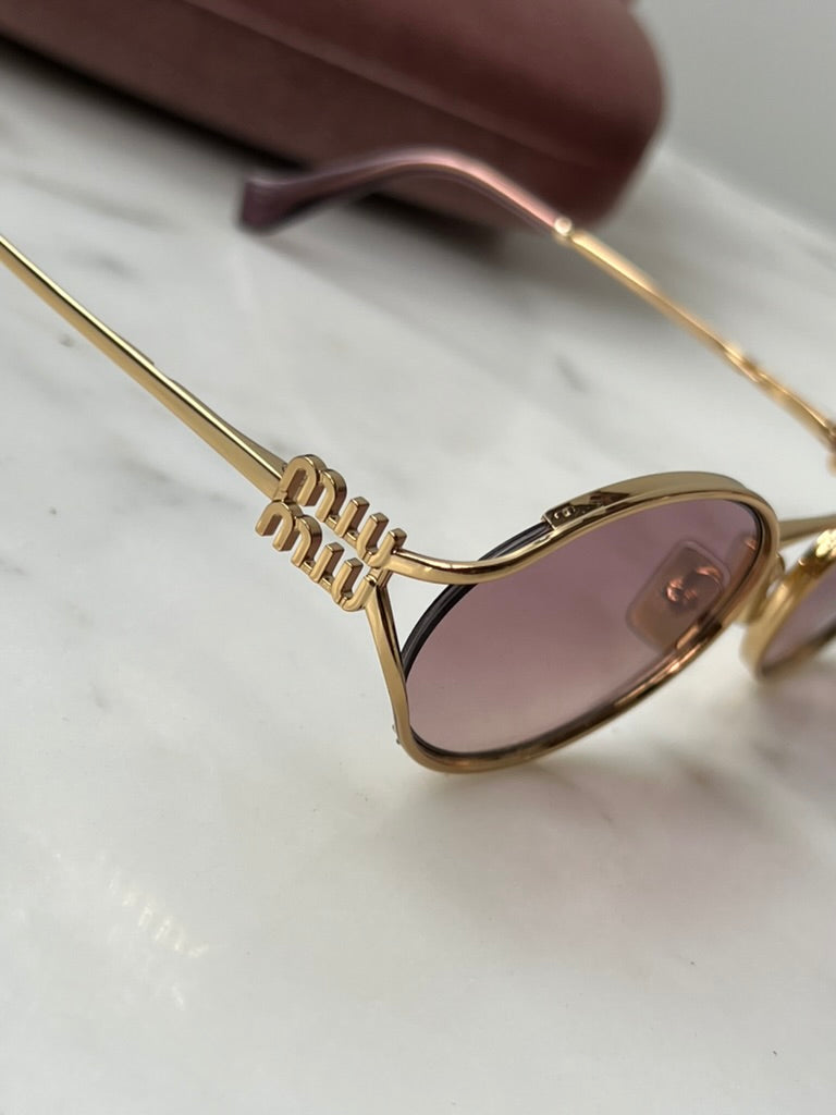 Miu Miu MU52YS Pink Lens Metal Sunglasses