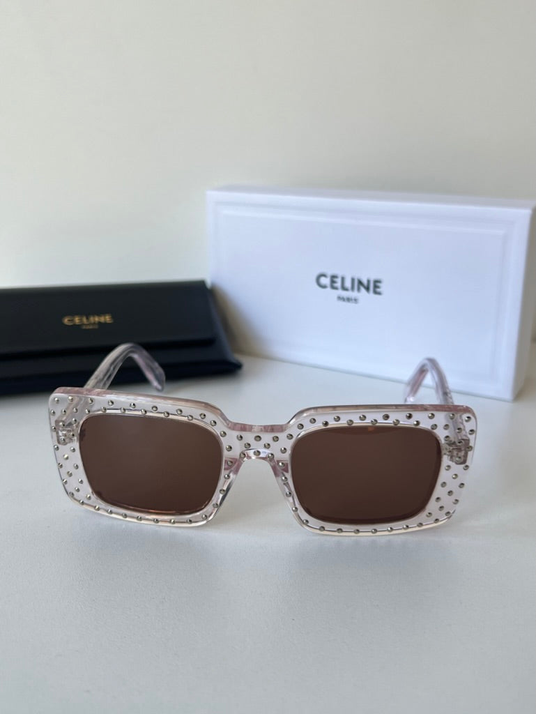 Celine CL4213IS Pink Clear Crystal Studded Sunglasses