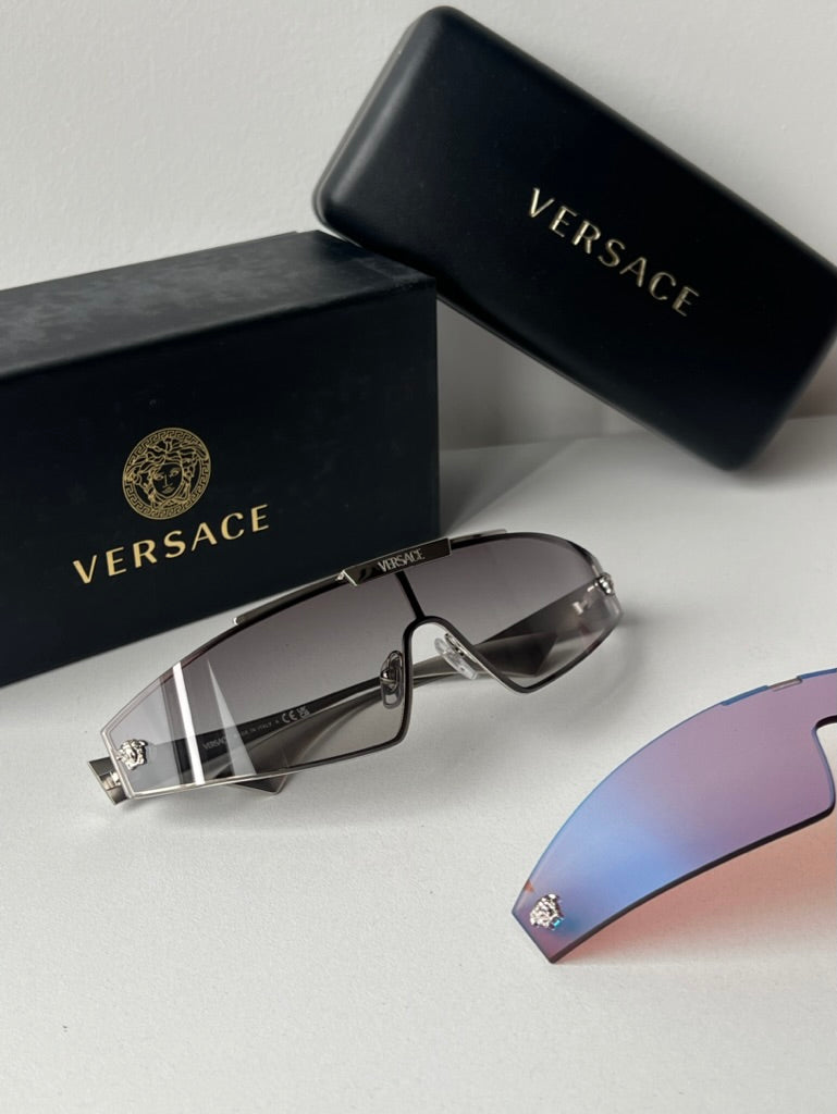 Versace VE2265 2 Lens Shield Sunglasses in Silver