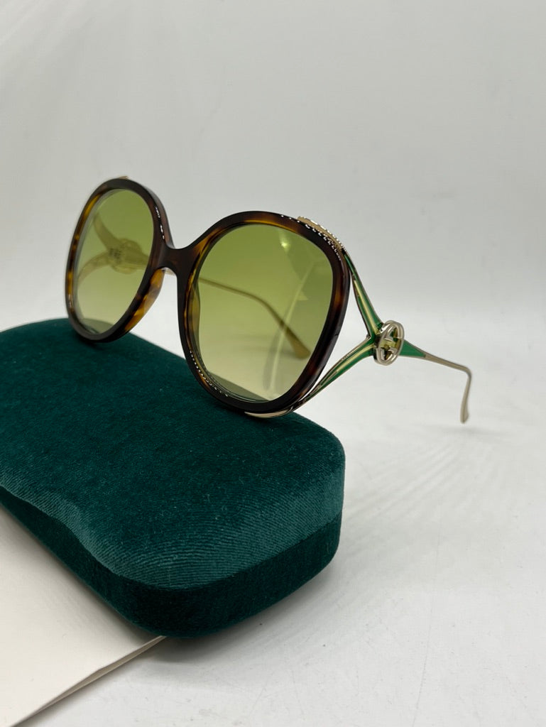 Gucci GG0226SK Oval Cutout Sunglasses in Havana Brown