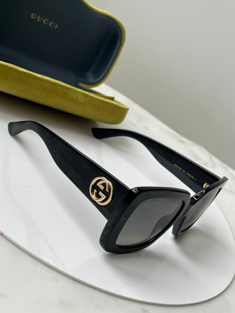 Gucci GG0141SN Square Black Logo Sunglasses