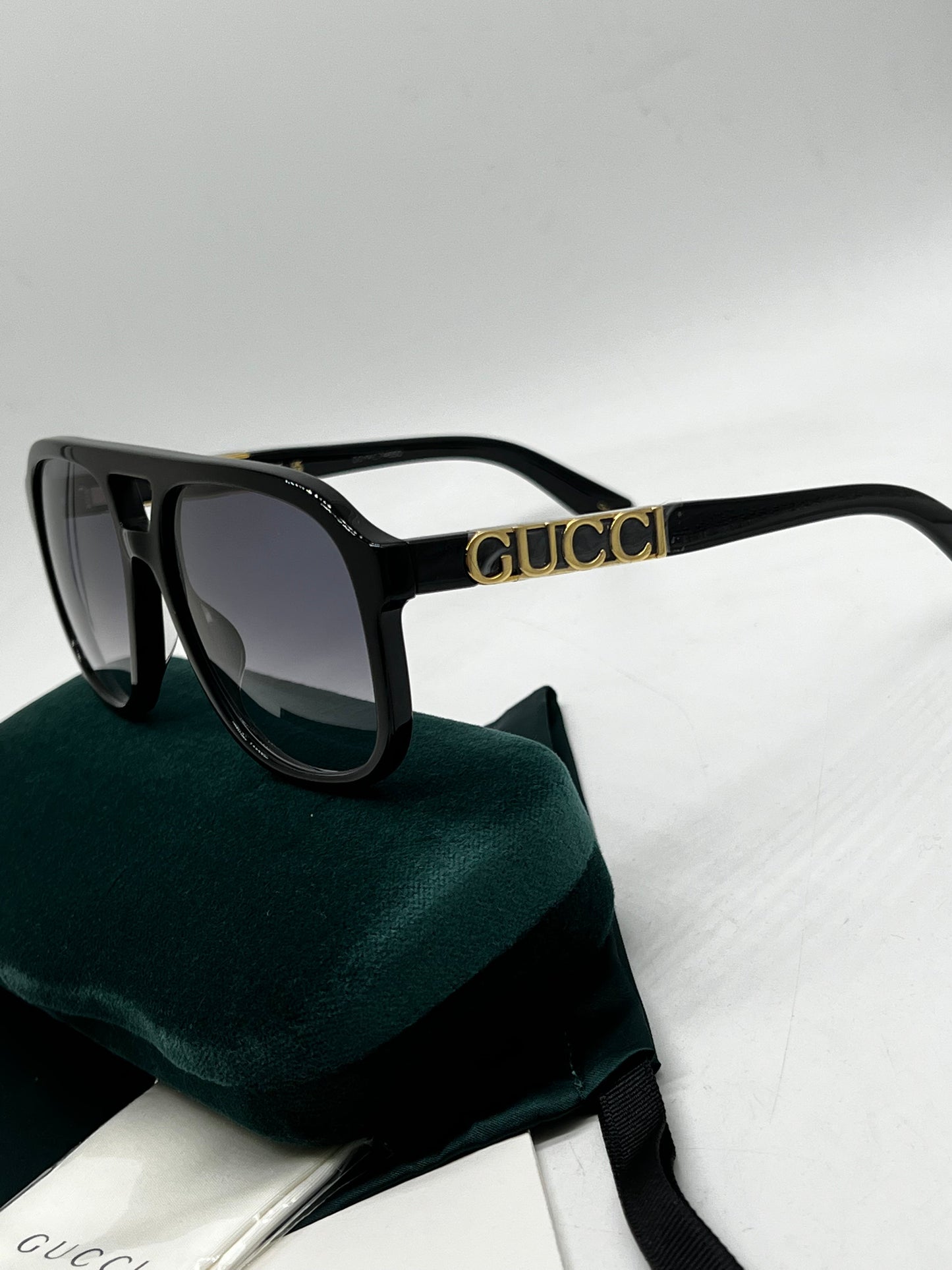 Gucci GG1188S Black Gold Aviator Sunglasses