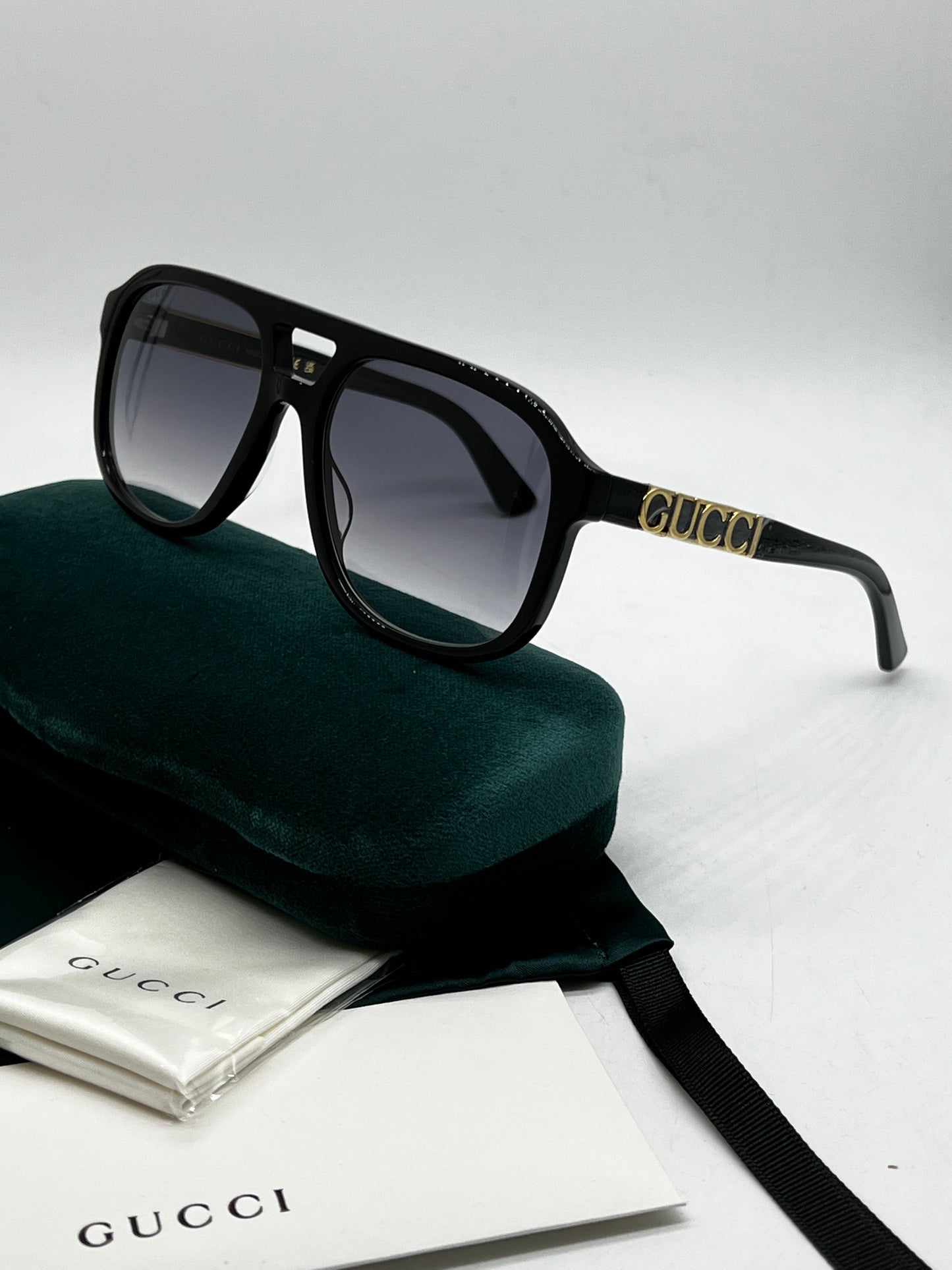 Gucci GG1188S Black Gold Aviator Sunglasses
