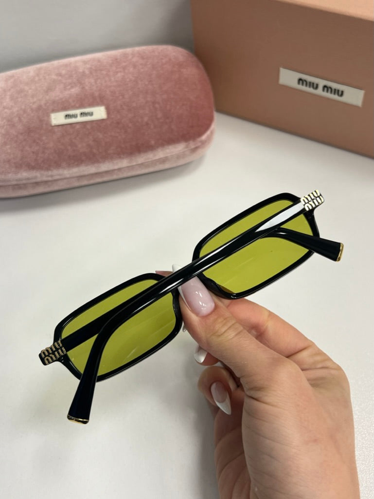 Miu Miu MU11ZS Black Rectangular Sunglasses