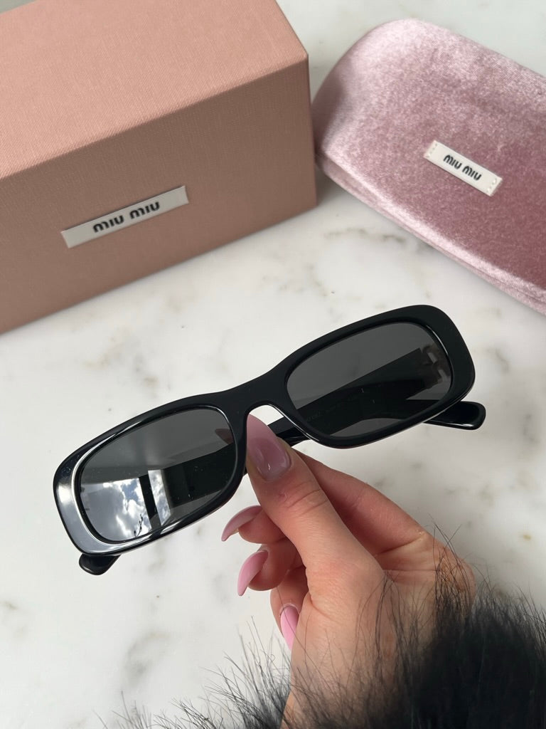 Miu Miu MU08ZS Black Gold Slim Sunglasses