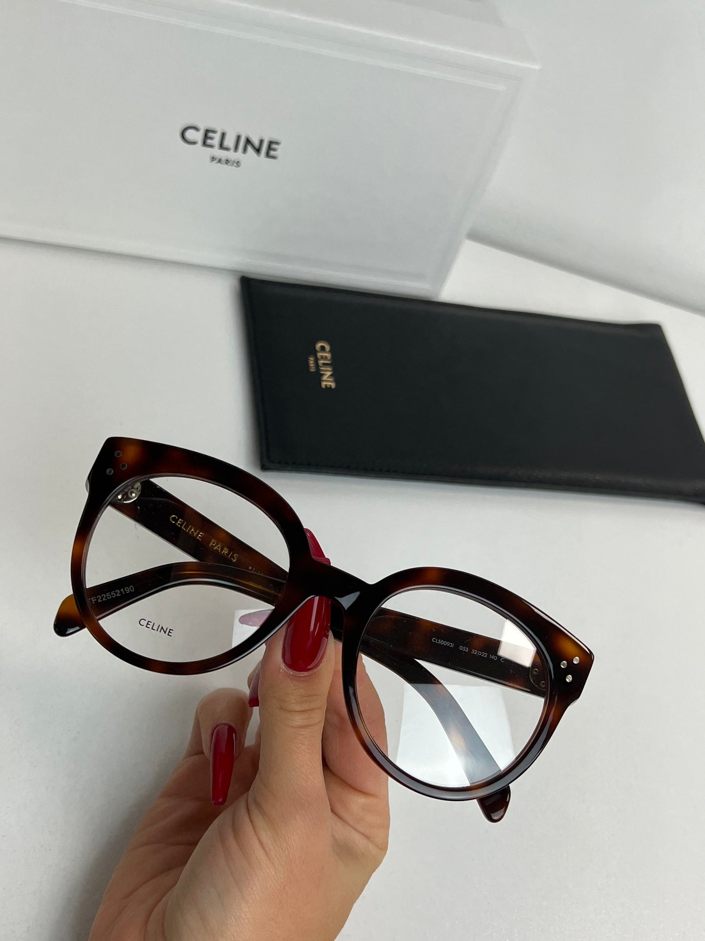 Celine CL50093I Rounded Eyeglasses Frames in Havana Brown