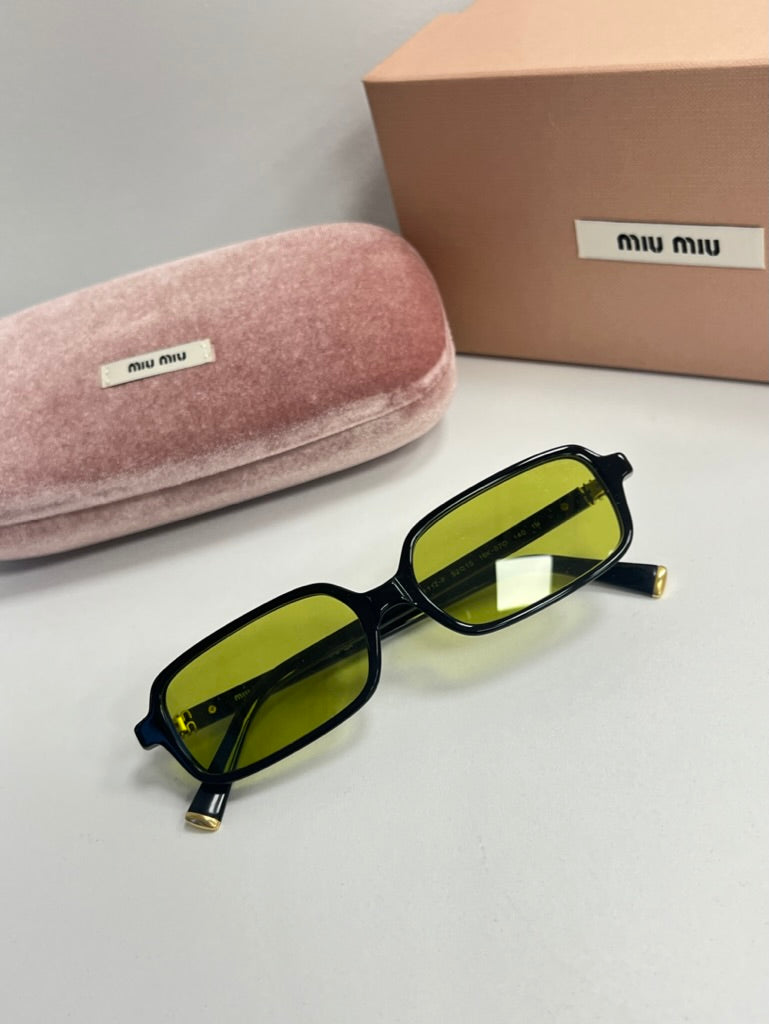 Miu Miu MU11ZS Black Rectangular Sunglasses