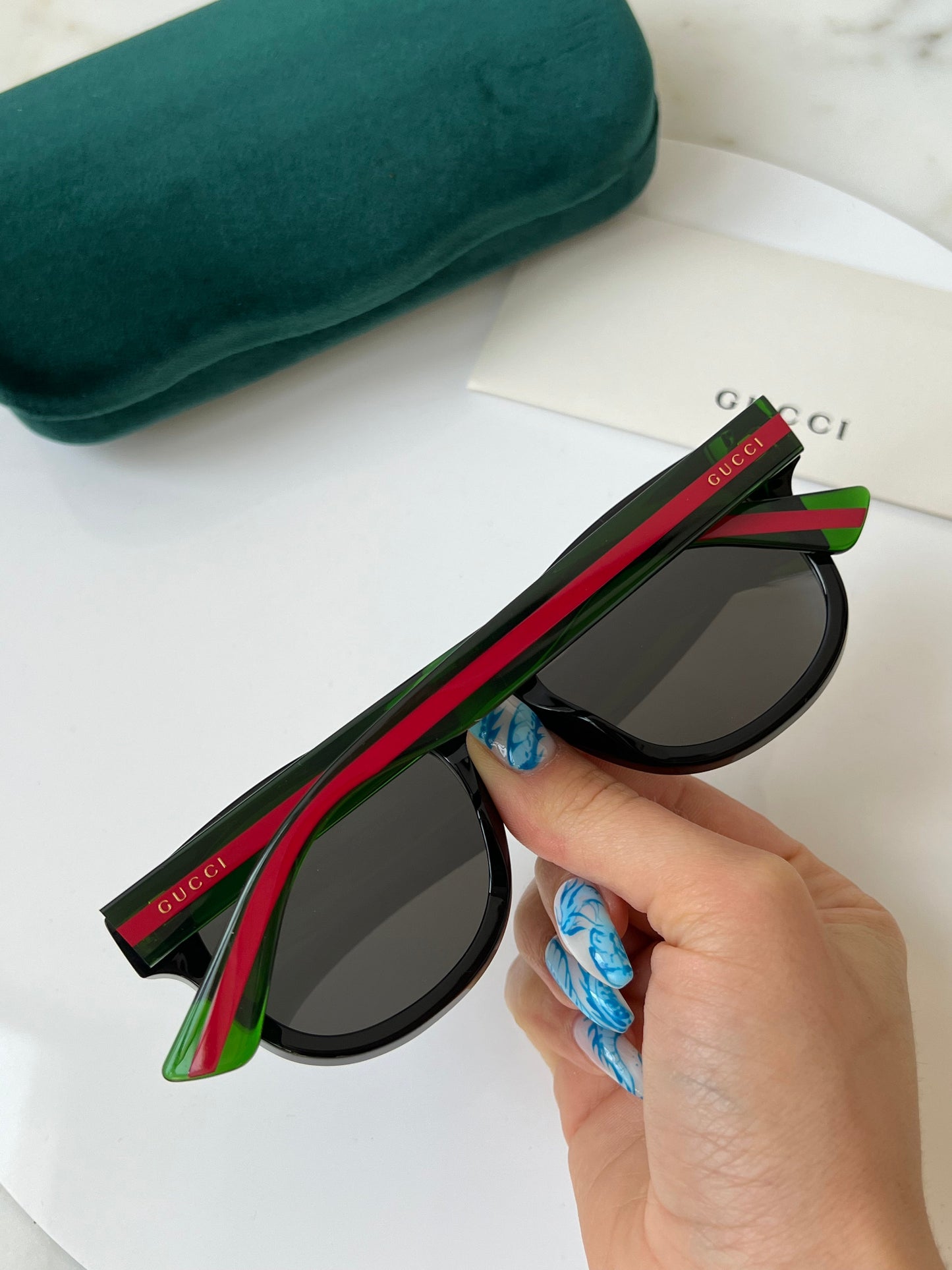 Gucci GG0003SN Polarized Striped Leg Sunglasses