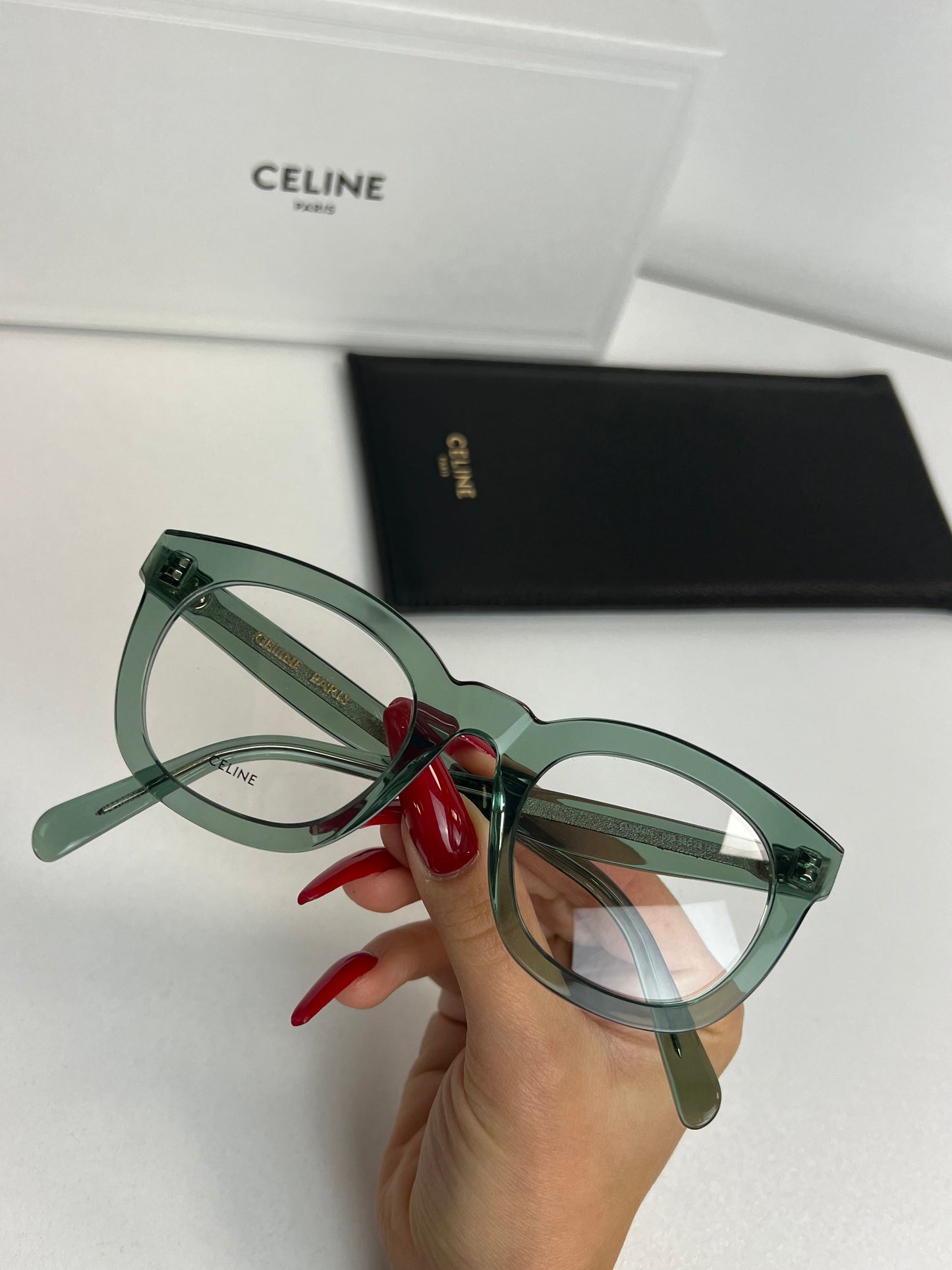 Celine CL5004IN Transparent Green Rounded Eyeglasses Frames