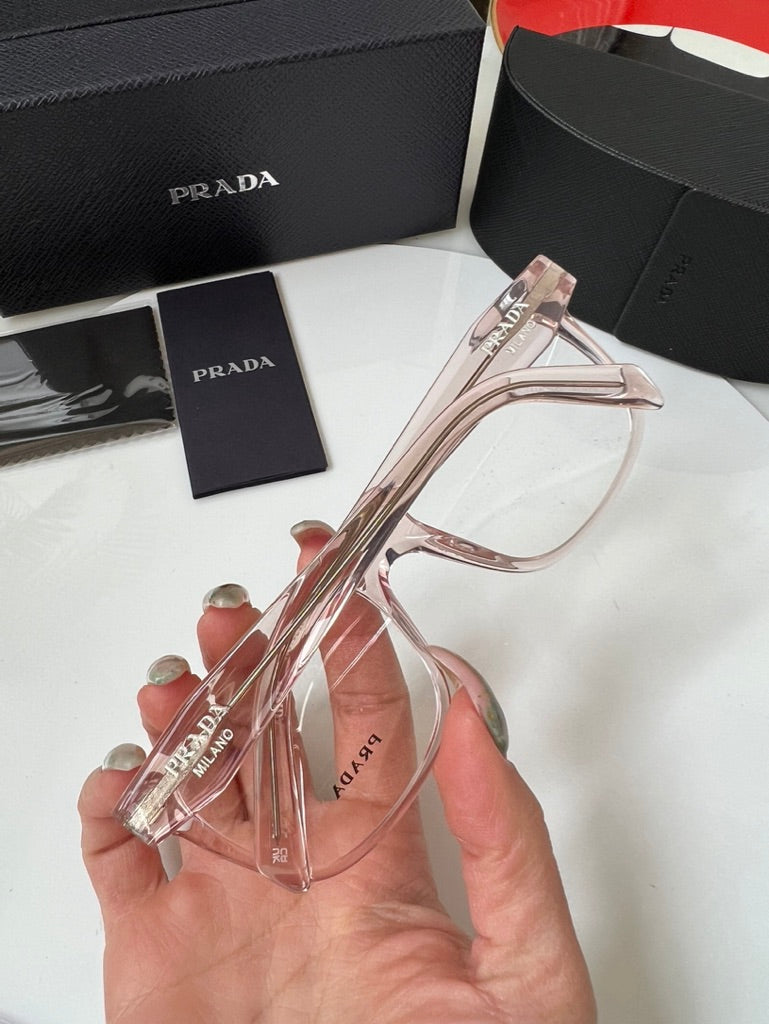 Prada PR17ZV Rectangular Frames in Clear Pink