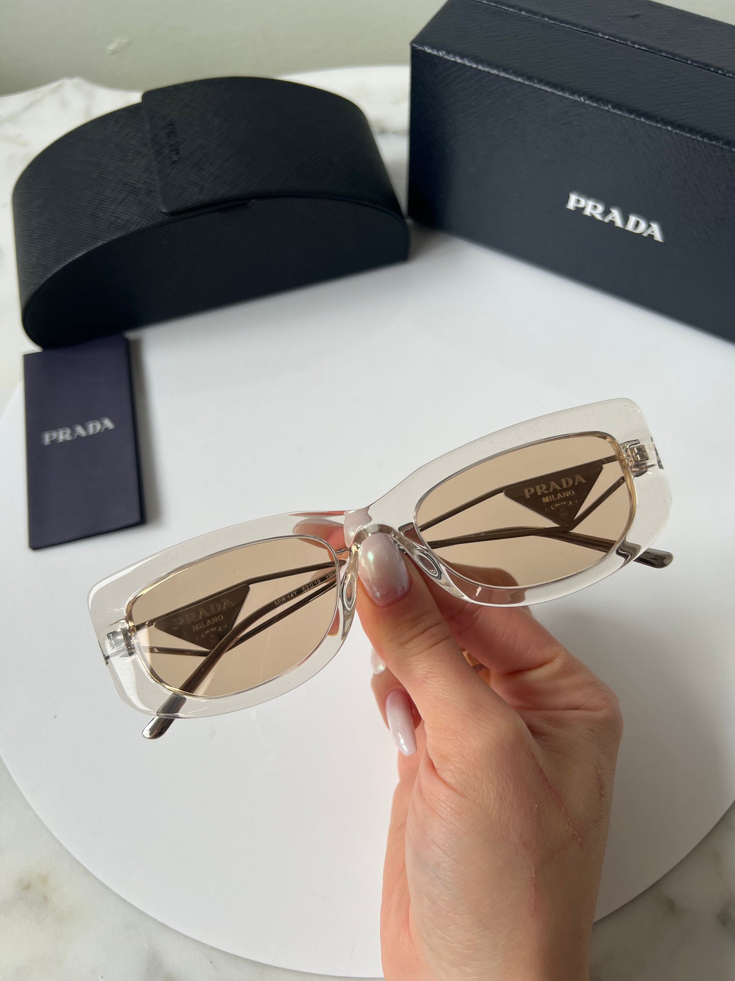 Prada PR14YS Slim Sunglasses in Champagne Beige