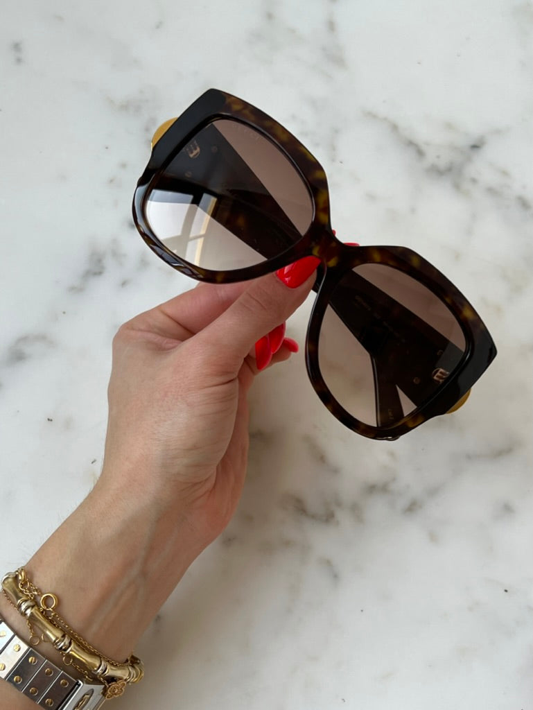 Gucci GG1407S Havana Brown Oversized Sunglasses