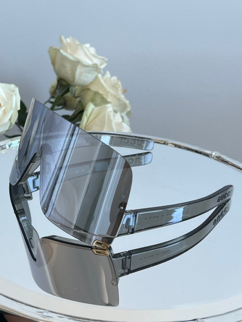 Gucci GG1631S Silver Mirror Shield Sunglasses