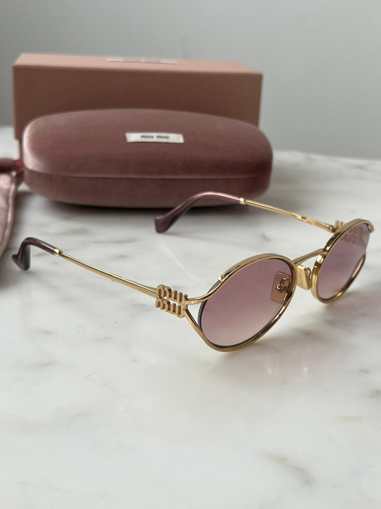 Miu Miu MU52YS Pink Lens Metal Sunglasses