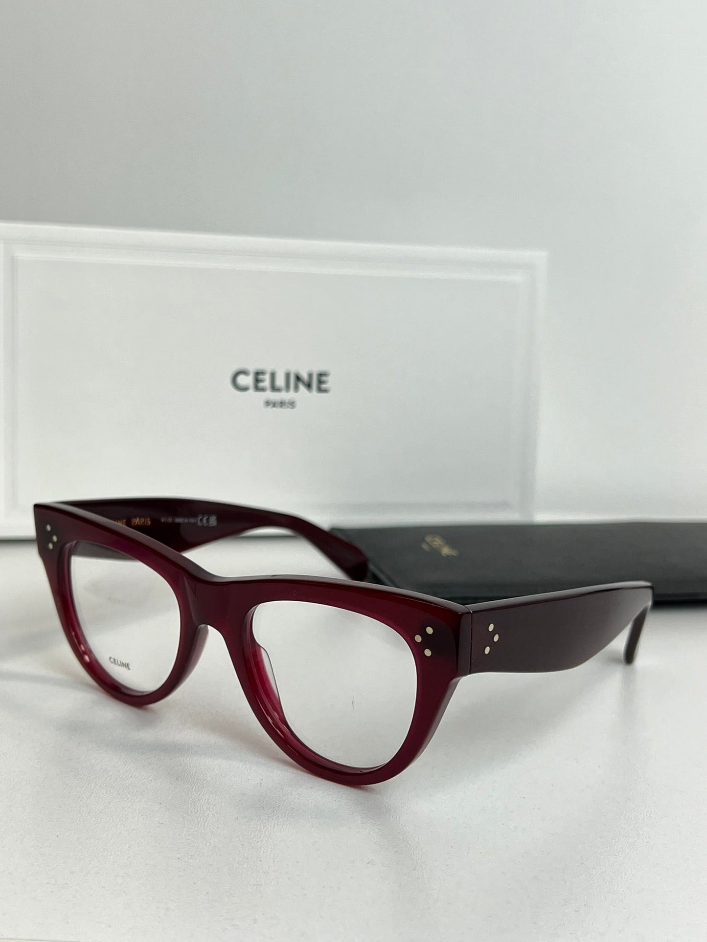 Celine CL5003IN Bordeaux Thick Cat Eye Eyeglasses Frames