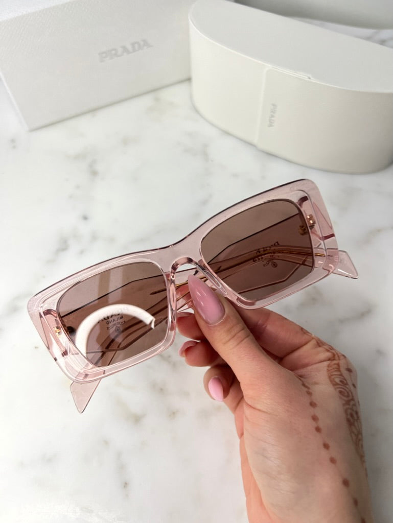 Prada PR08YS Cat Eye Sunglasses in Transparent Peach