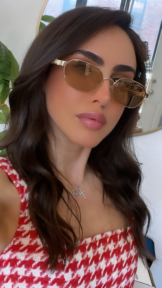 Gucci GG1593S Metal Oval Gold Mirror Sunglasses