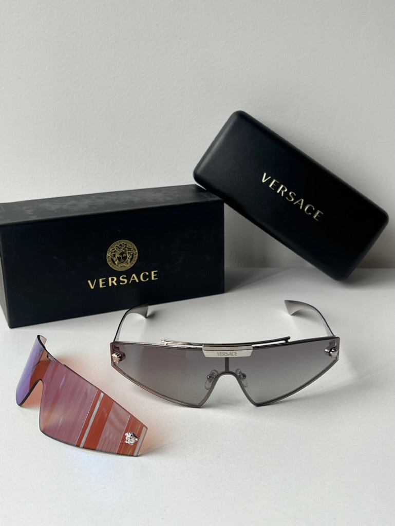 Versace VE2265 2 Lens Shield Sunglasses in Silver
