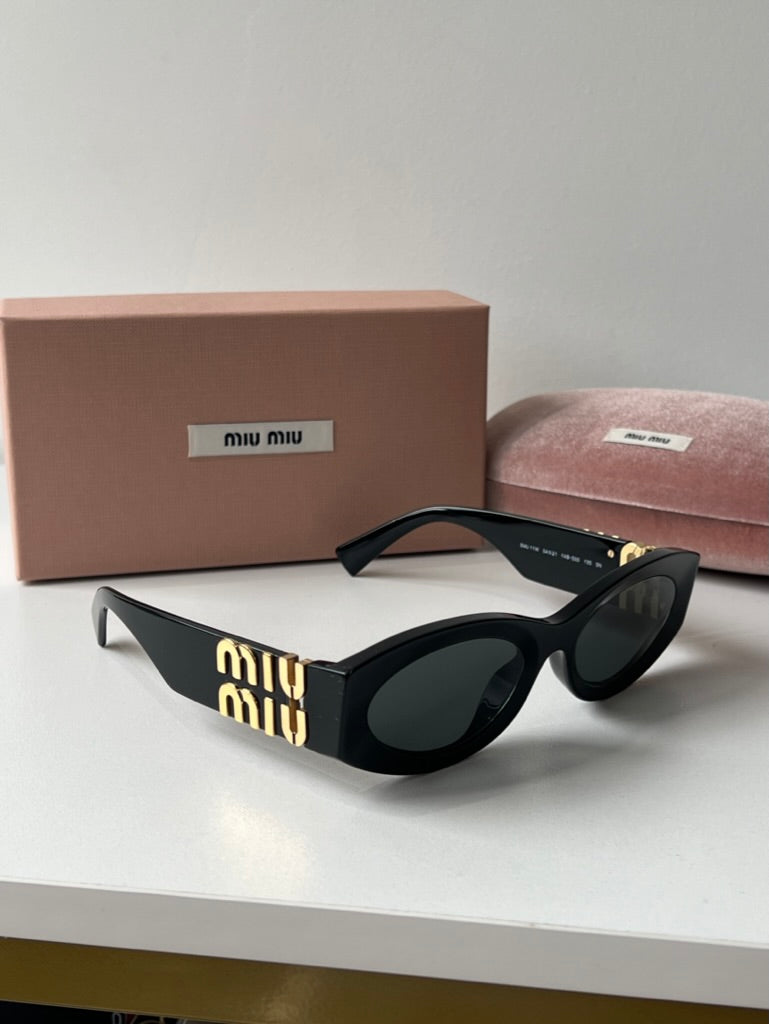 Miu Miu MU11WS Black Oval Sunglasses