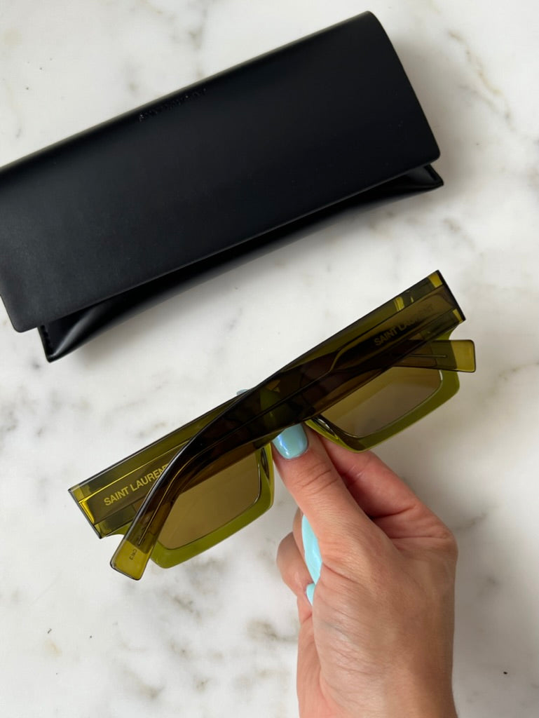 Saint Laurent SL572 Sunglasses in Olive Green