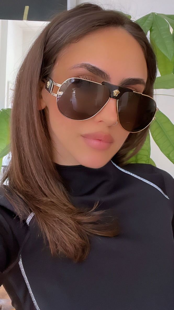 Versace VE2252 Medusa Aviator Sunglasses in Black