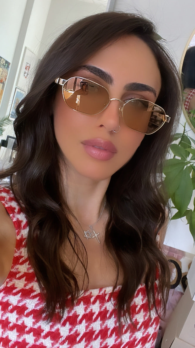 Gucci GG1593S Metal Oval Gold Mirror Sunglasses