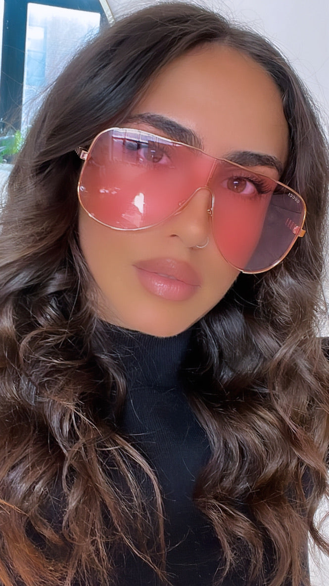 Gucci GG1436S Pink Lens Mask Sunglasses