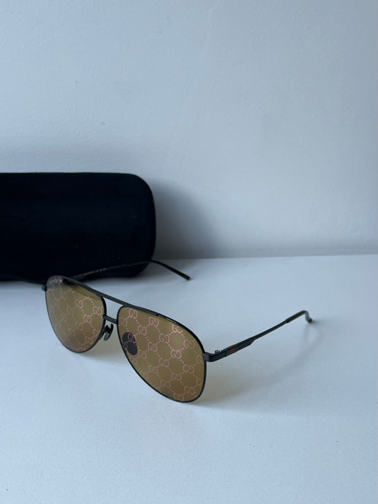 Gucci GG1677S GG Logo Mirrored Aviator Sunglasses