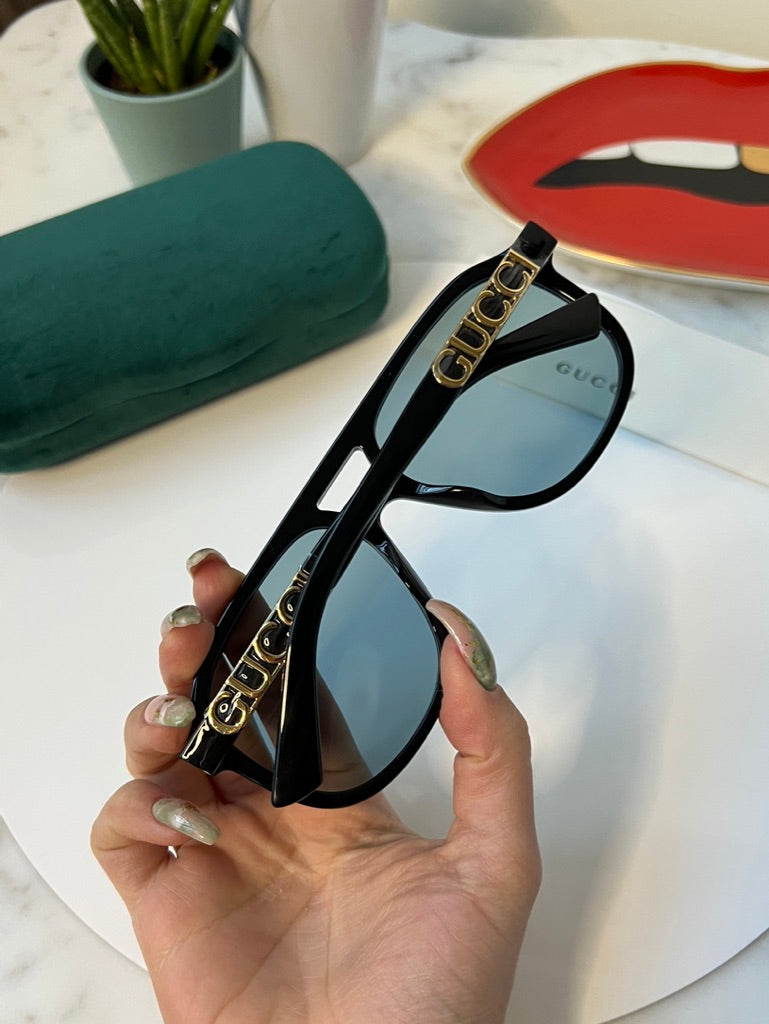 Gucci GG1188S Black Gold Aviator Sunglasses
