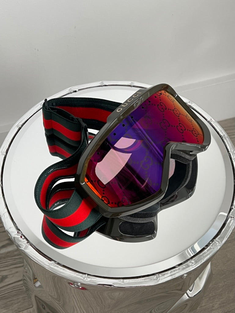 Gucci GG1210S Green Pink Mirrored Ski Mask Goggles