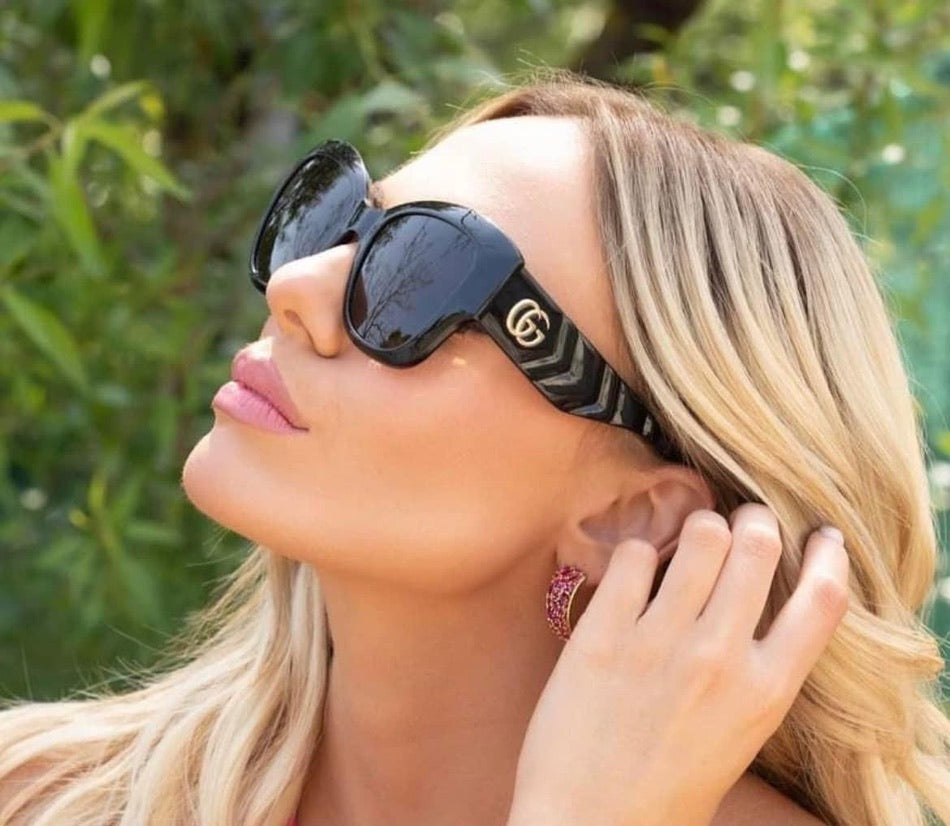 Gucci GG0808S Thick Rim Cat Eye Sunglasses in Black