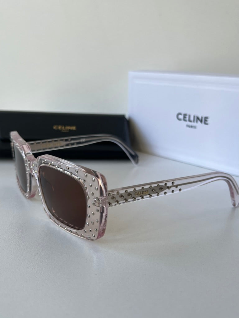 Celine CL4213IS Pink Clear Crystal Studded Sunglasses